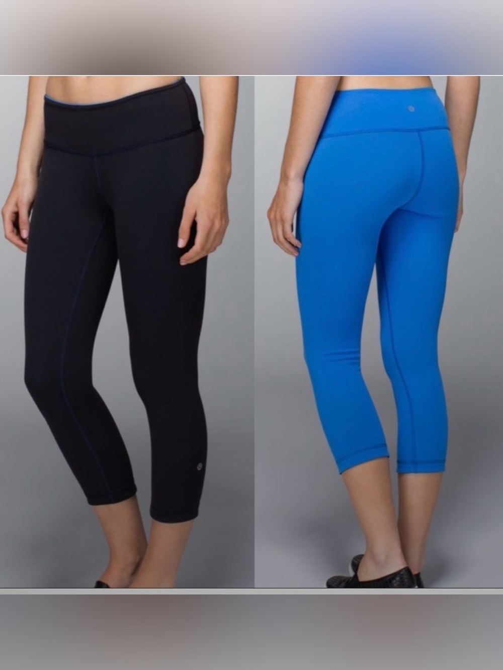 lululemon athletica Black reverses to blue Women's Capri Leggings size 8 EUC